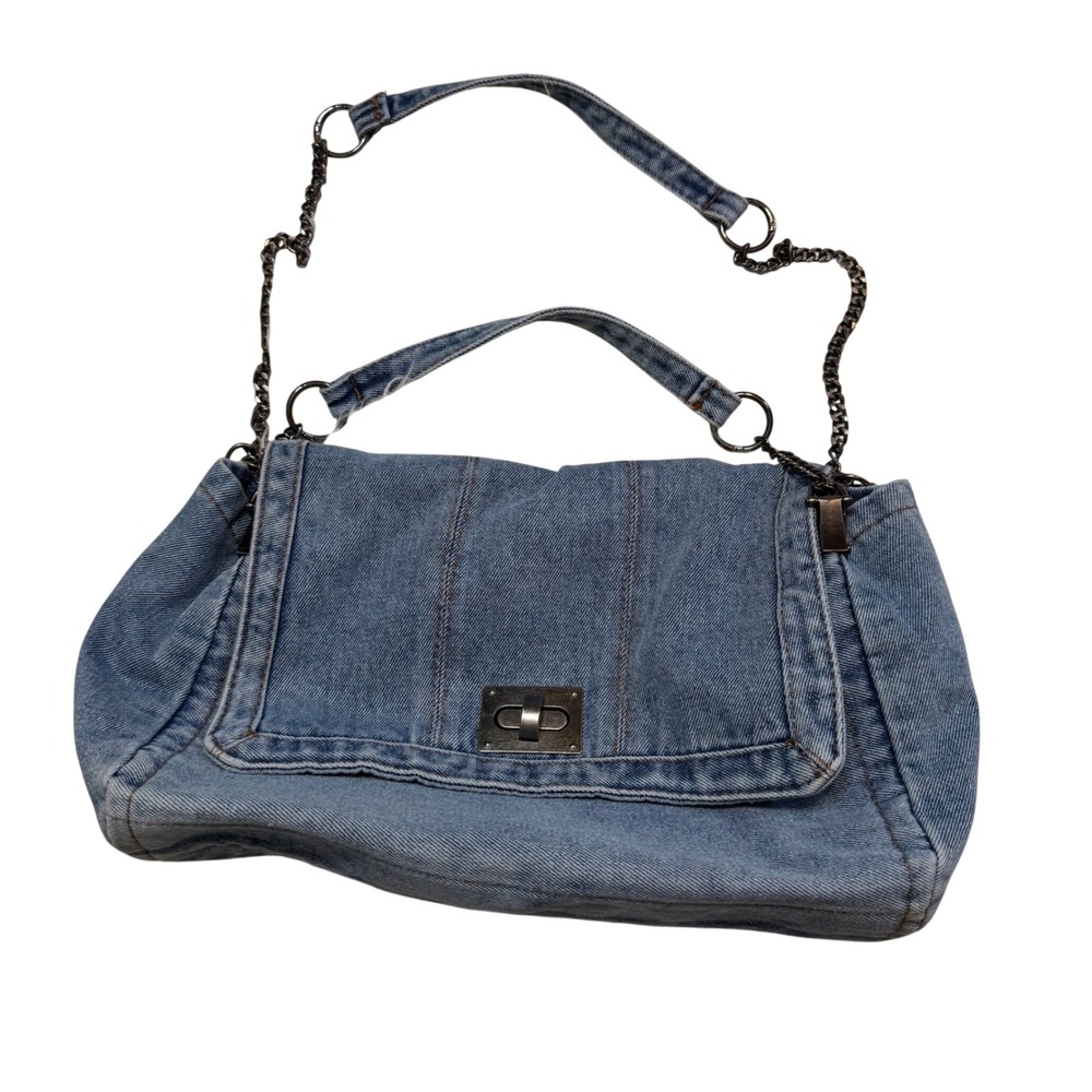 Womens Casual Y2K Edgy Streetwear Grunge Denim Chic Minimalist Shoulder Bag Blue